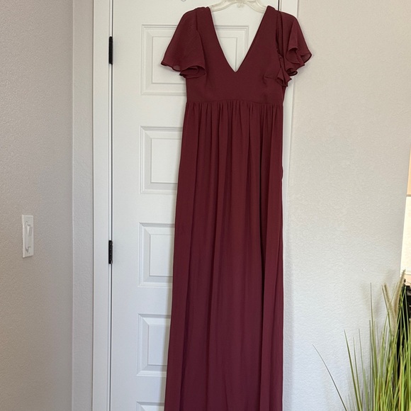 Birdie Grey Burgundy V-Neck Dress - Picture 2 of 6